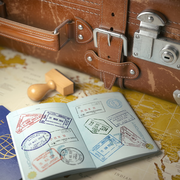Travel Or Turism Concept Visa passport stamps