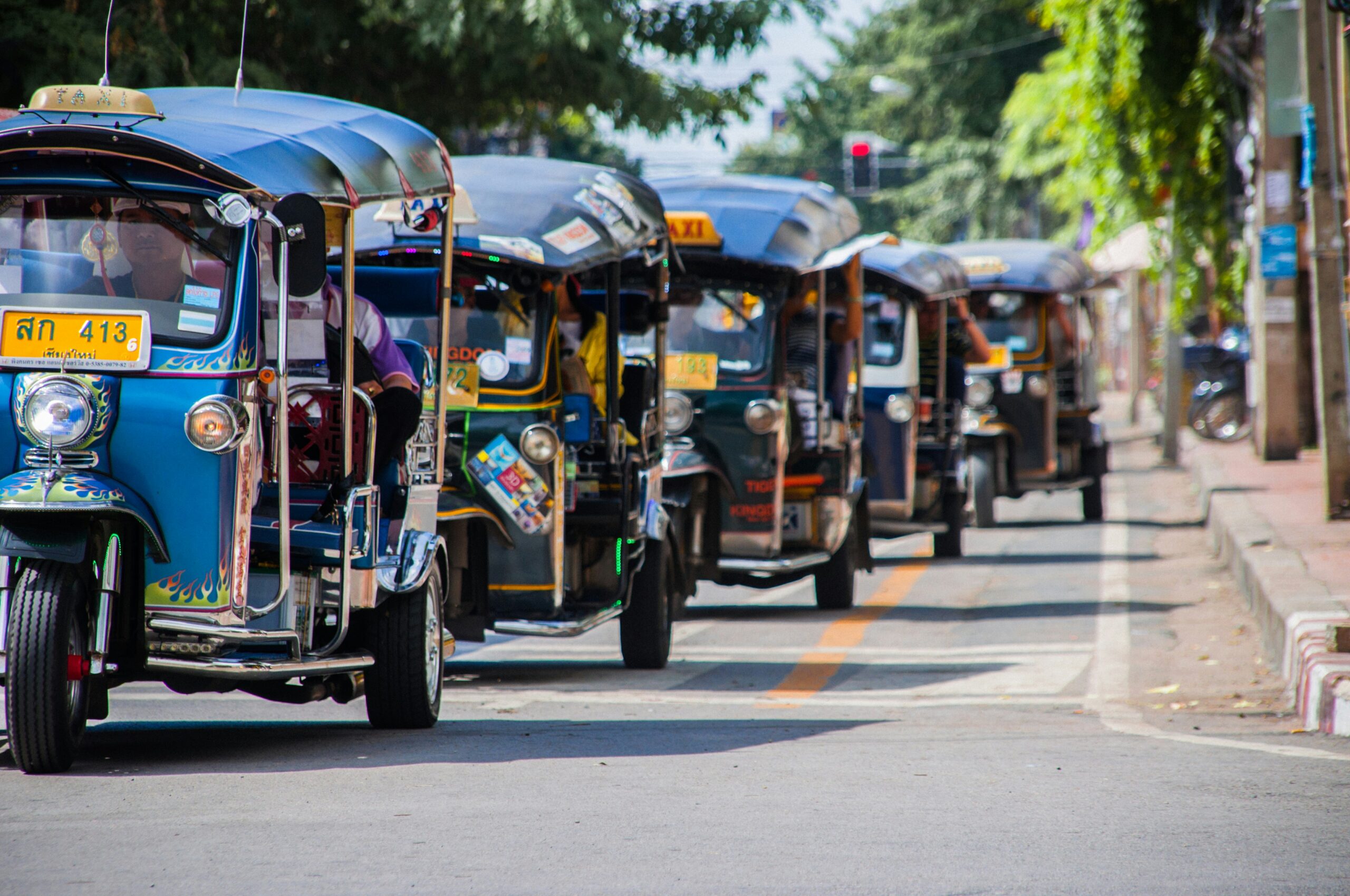A taxi in Thailand where tipping is optional and most passengers simply leave the change