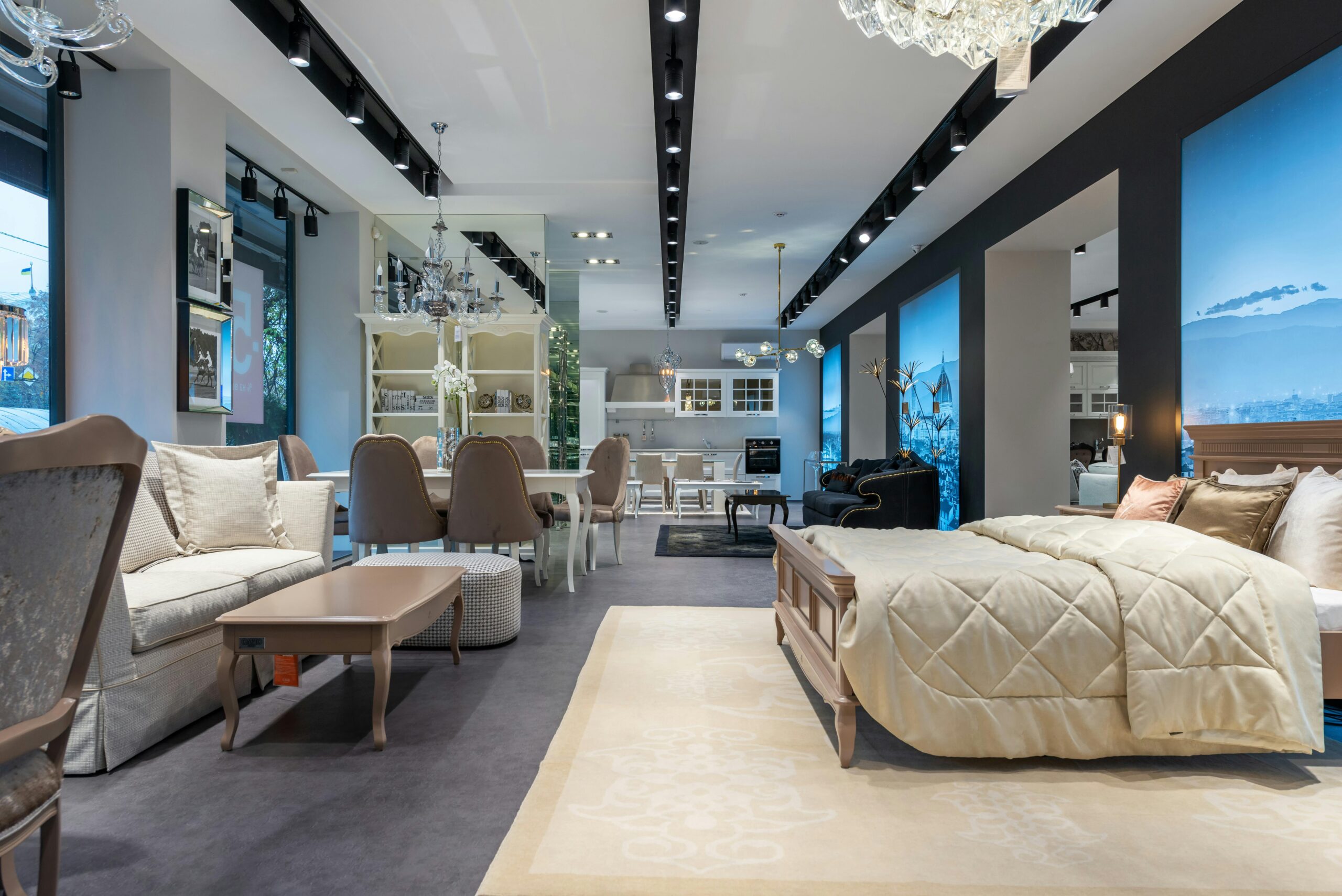 A bright well-organised furniture and home design store interior representing the shopping experience in Phuket