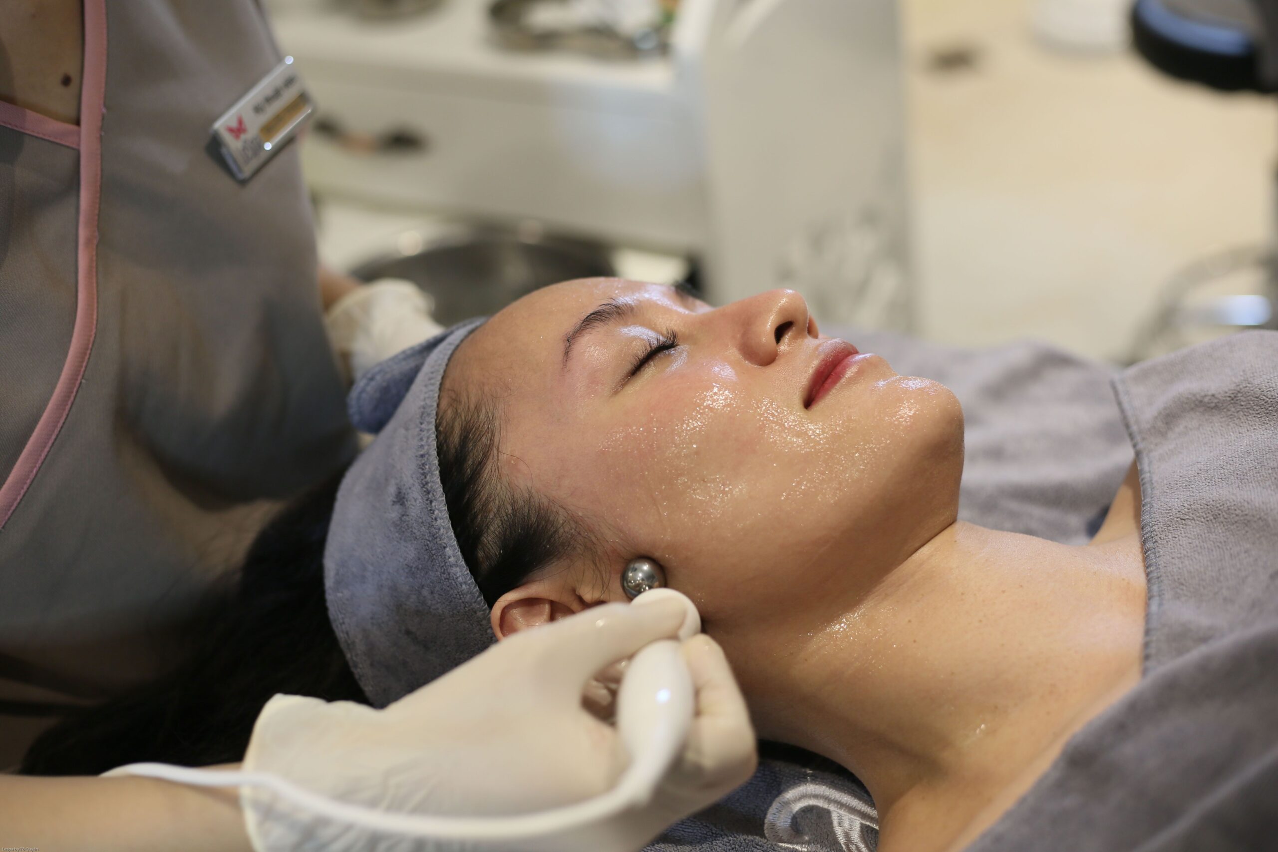Professional facial treatment being performed at a beauty clinic in Phuket